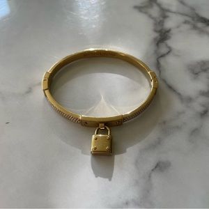 Michael Kors Gold Diamond Brillance Pave Lock Bangle Bracelet